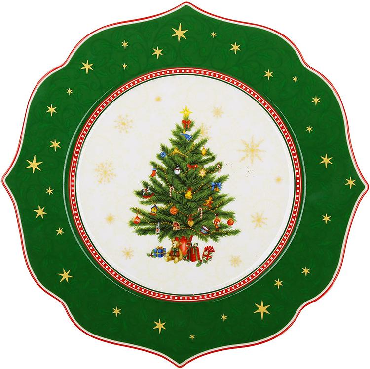 Тарілки порцелянові Christmas Story 2 шт. 27,5 см Зелений з білим