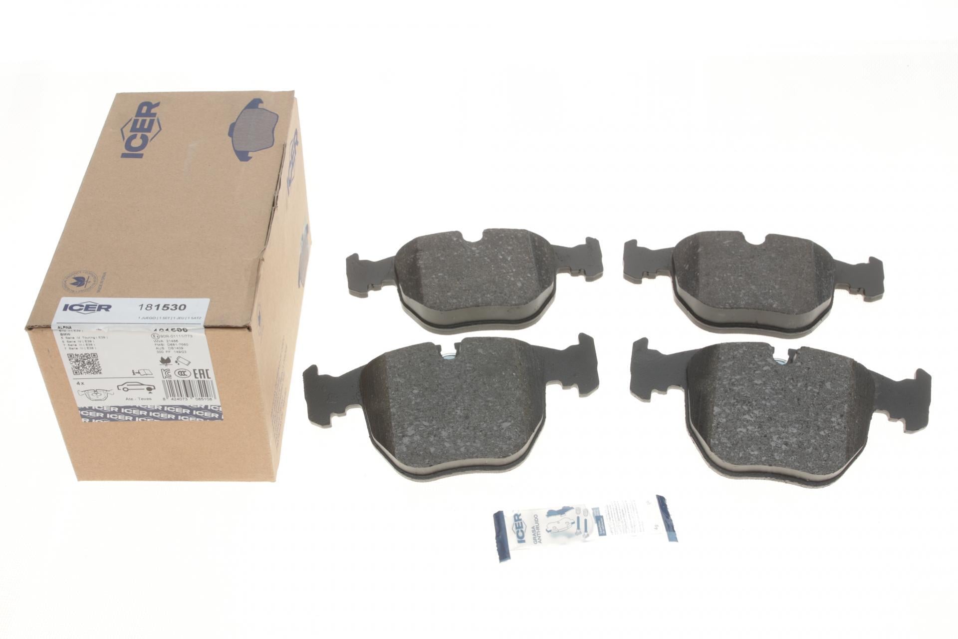 Тормозные колодки передние ICER для BMW 5 E39 96-04/7 E38 94-01/X3 E83 06-11/X5 E53 00-06 (181530)