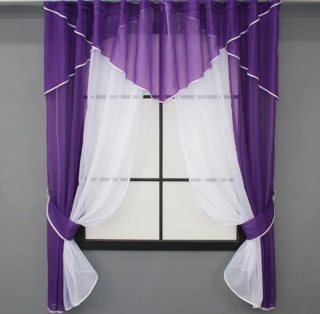 Комплект шторки/ламбрекен на кухню 280х170 см Фиолетовый/Белый (00к 59-843)