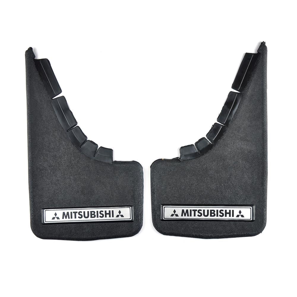 Брызговики малые Mitsubishi надпись мягкая структурная резина Mud-Flaps 2 шт. Серебряный/Черный