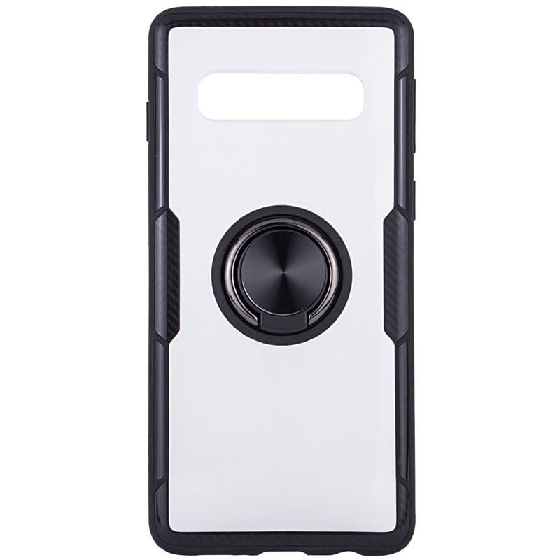 Чехол бампер Primolux Ring Magnetic Stand для смартфона Samsung Galaxy S10 Plus (SM-G975) - Black