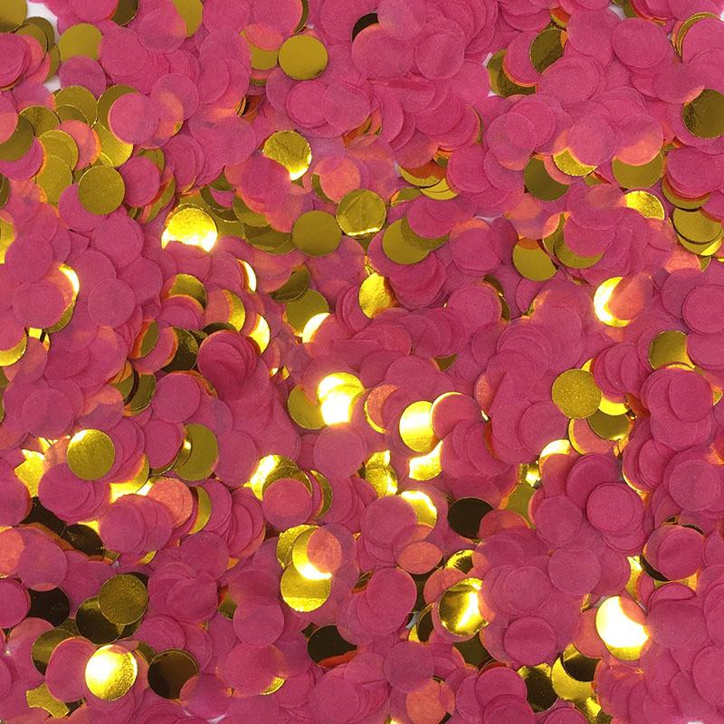 Конфетти в шарики кружочки из бумаги 10 г 1 см Розово-Золотистый ((62464/12)