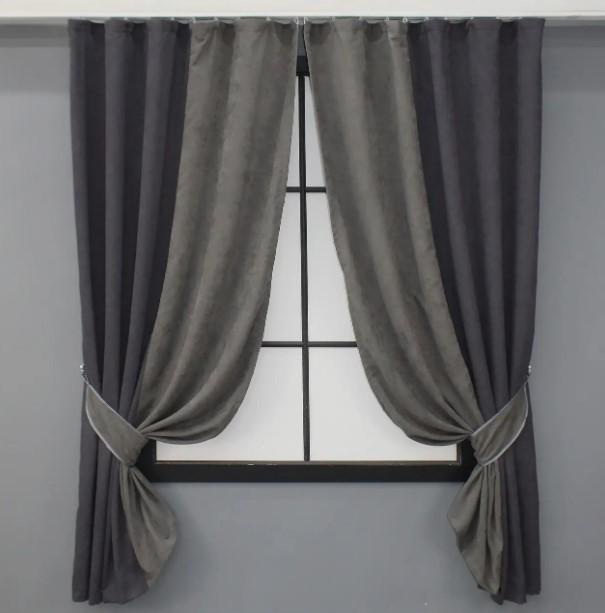 Комплект штор микровелюр 1,25х1,7 м 2 шт. Графитный/Какао (032дк)