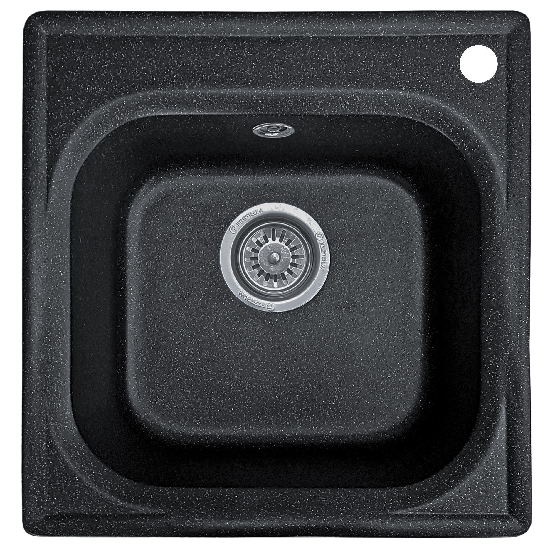 Мийка кухонна Valetti 1R з сифоном 430x440 мм Чорний (11646410)