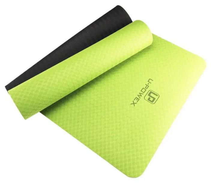 Килимок для йоги та фітнесу U-powex TPE Yoga mat 183х61х0,6 см Green/Black (UP_1000_TPE_Gr/Black)