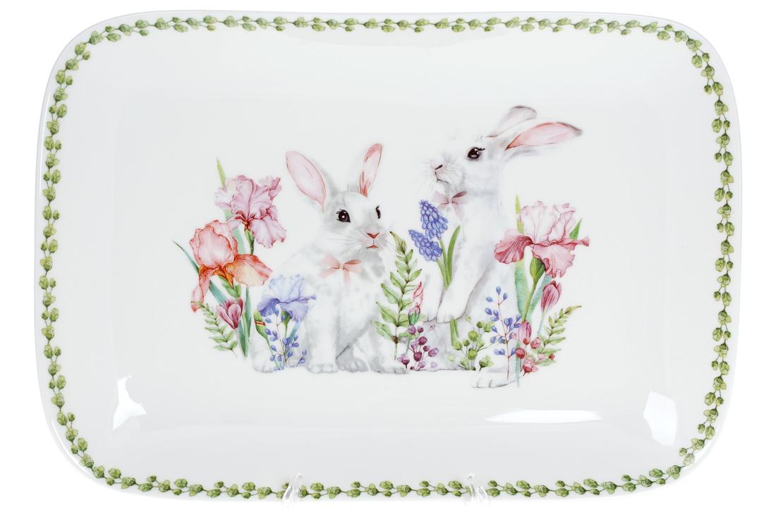 Блюдо фарфоровое прямоугольное BonaDi Весенняя история 33 см (498-180)