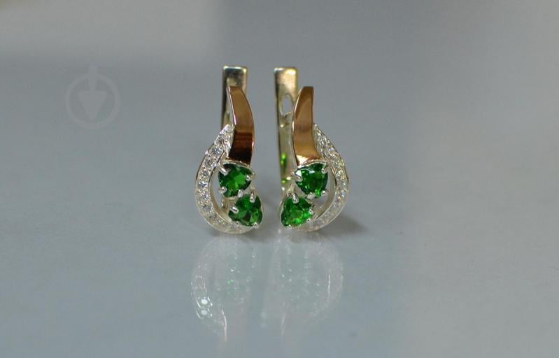 Срібні сережки Sil із серцями 112s-12 Зелений (Sil-906)