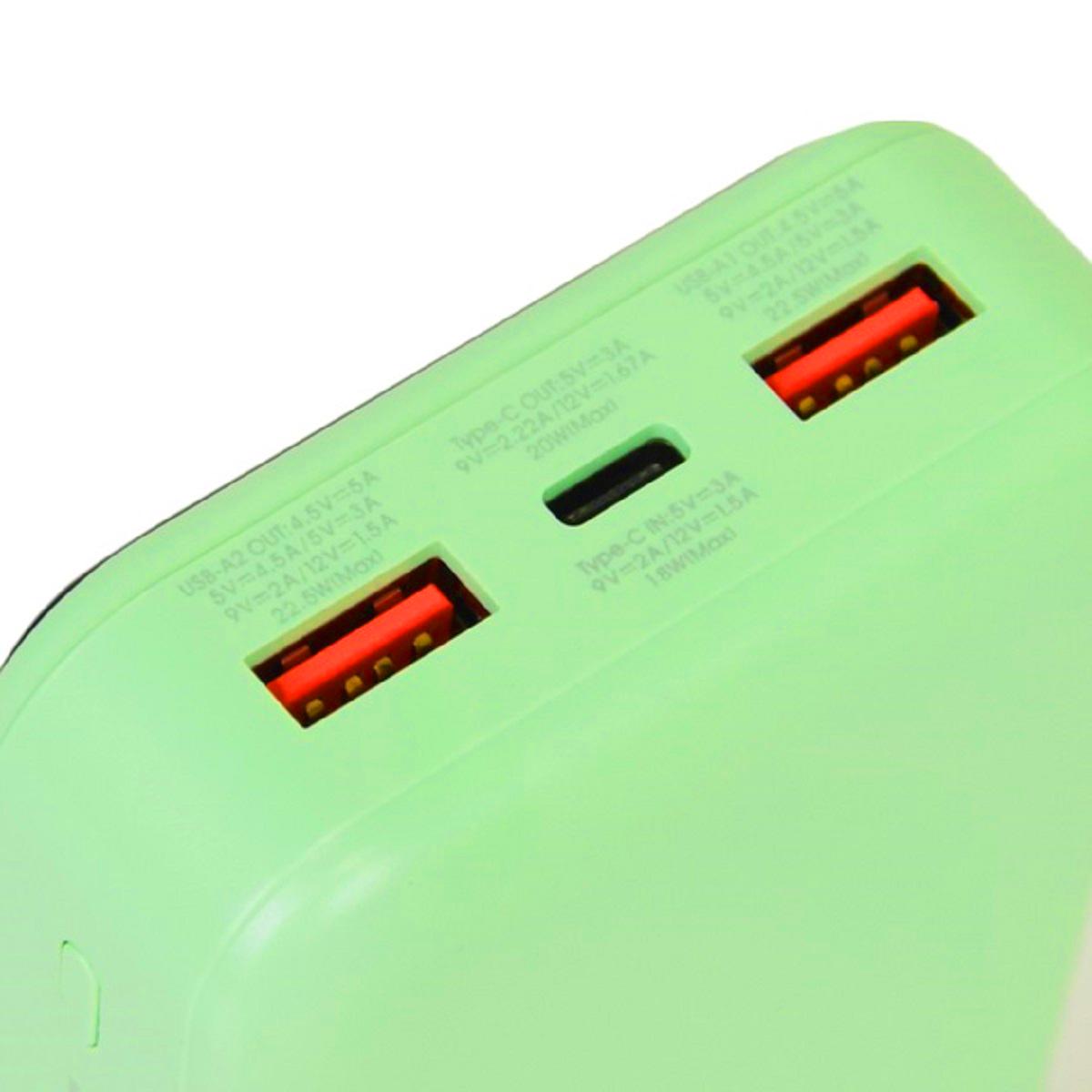 Повербанк Remax RPP-521 micro-USB Type-C быстрая зарядка 20000 mAh 22,5W Салатовый (RPP521G) - фото 2