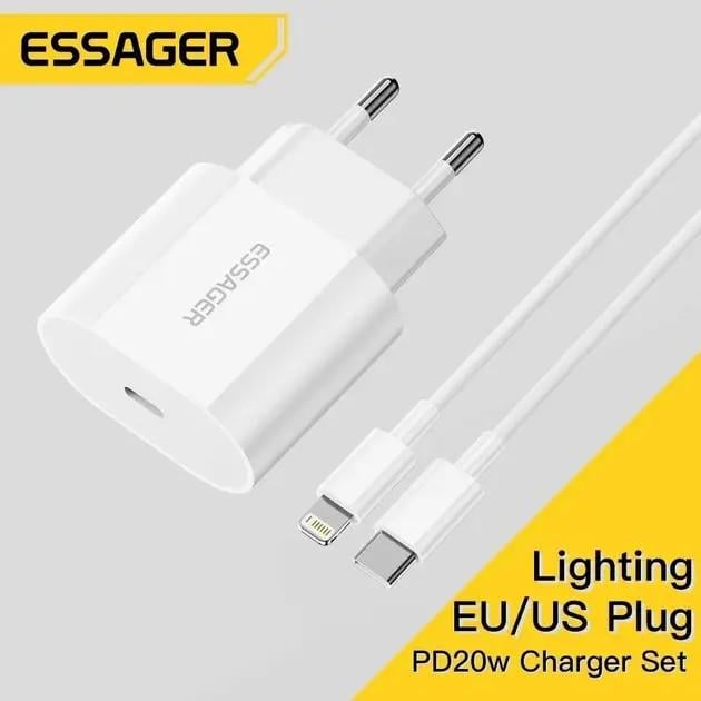 Зарядное устройство Essager 20W + кабель Type-C - Lightning (12289817) - фото 3