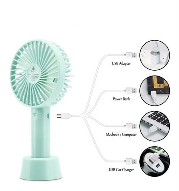 Вентилятор Portable Fan ручной аккумуляторный с подставкой и USB-зарядкой Blue (54522B) - фото 2