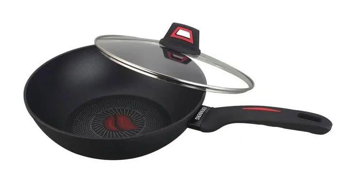 Сковорода алюминиевая с крышкой Benson BN-830 с антипригарным покрытием и термоиндикатором 3,7 л 28 см (30547339)