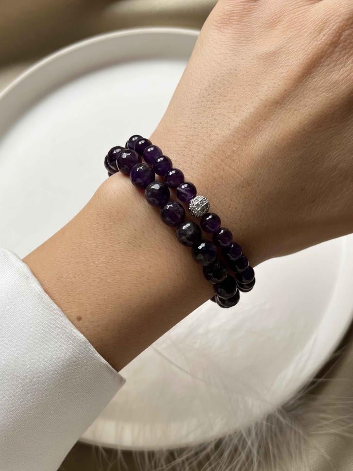 Набір браслетів із натурального каміння аметиста (4957) Набір браслетів із натурального каміння аметиста (4957)