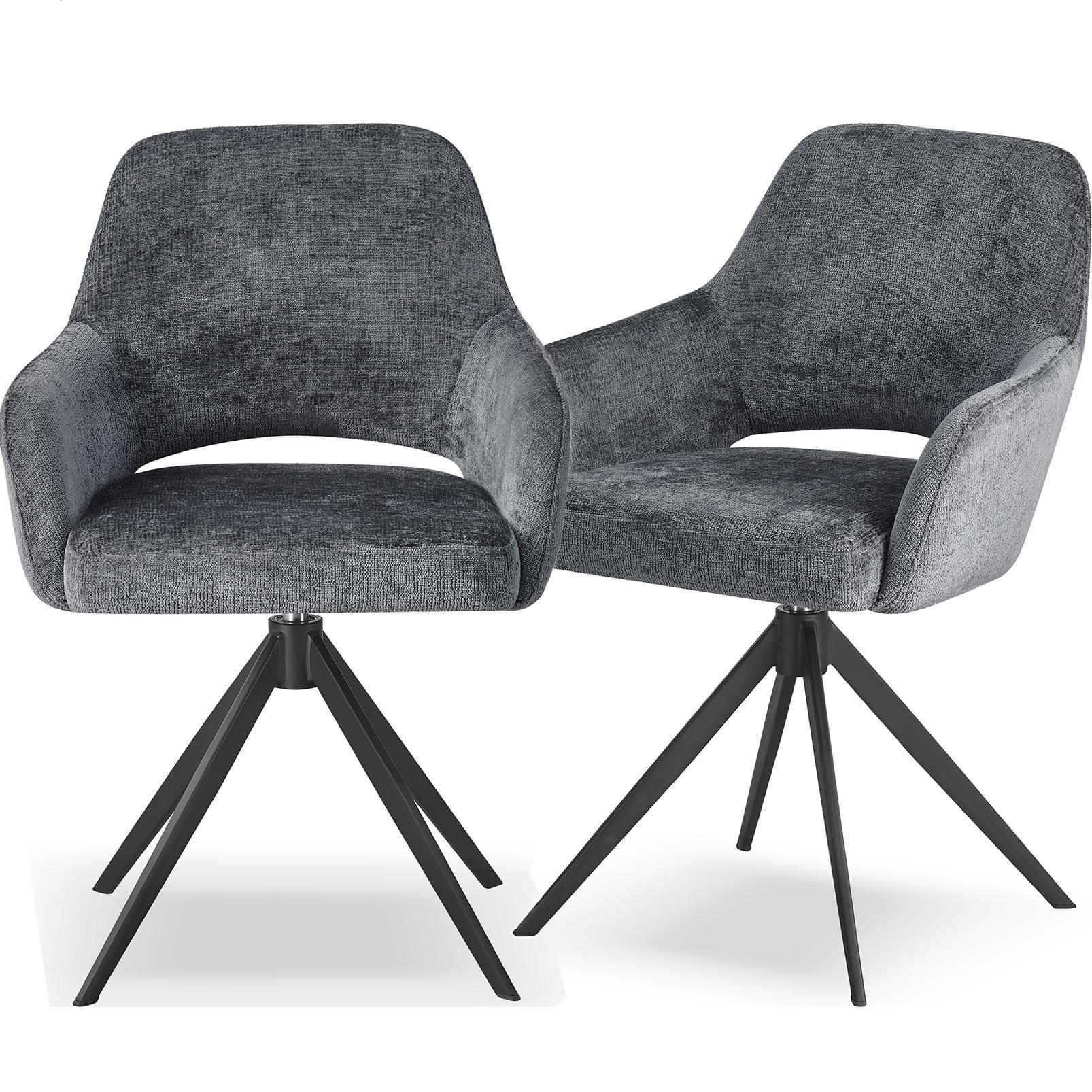 Комплект из 2-х обеденных стульев Rouse с подлокотниками поворотные 360° Charcoal chic (13826)