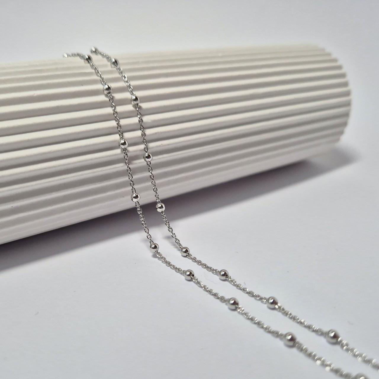 Цепочка якір із кульками срібло 925 проби родоване кольє з кульками 3,30 г 50 см (266р2/50) - фото 2 Цепочка якір із кульками срібло 925 проби родоване кольє з кульками 3,30 г 50 см (266р2/50) - фото 2