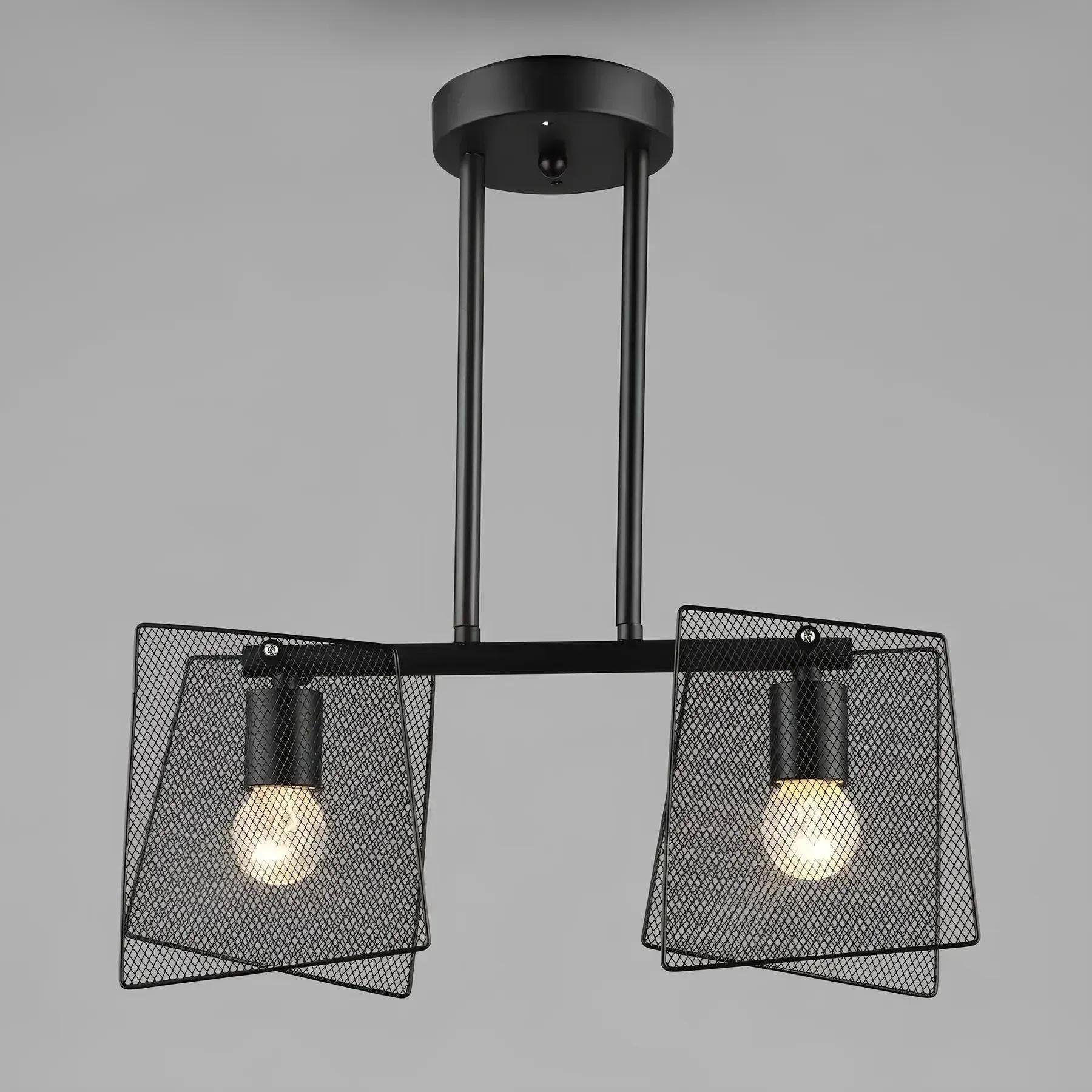 Люстра потолочная Sirius B S2469/2 BK в стиле лофт на металлической планке под две лампы Е27 Черный (00000139555)