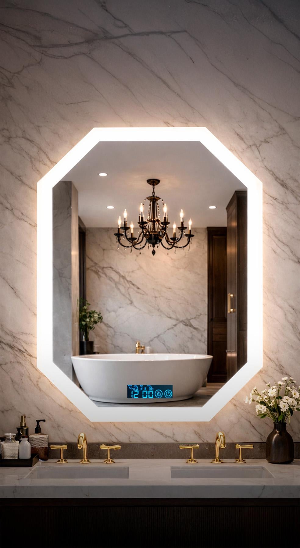 Зеркало для ванной комнаты BRS настенное смарт с подсветкой LED/подогревом/дисплеем 80х60 см (578235994)