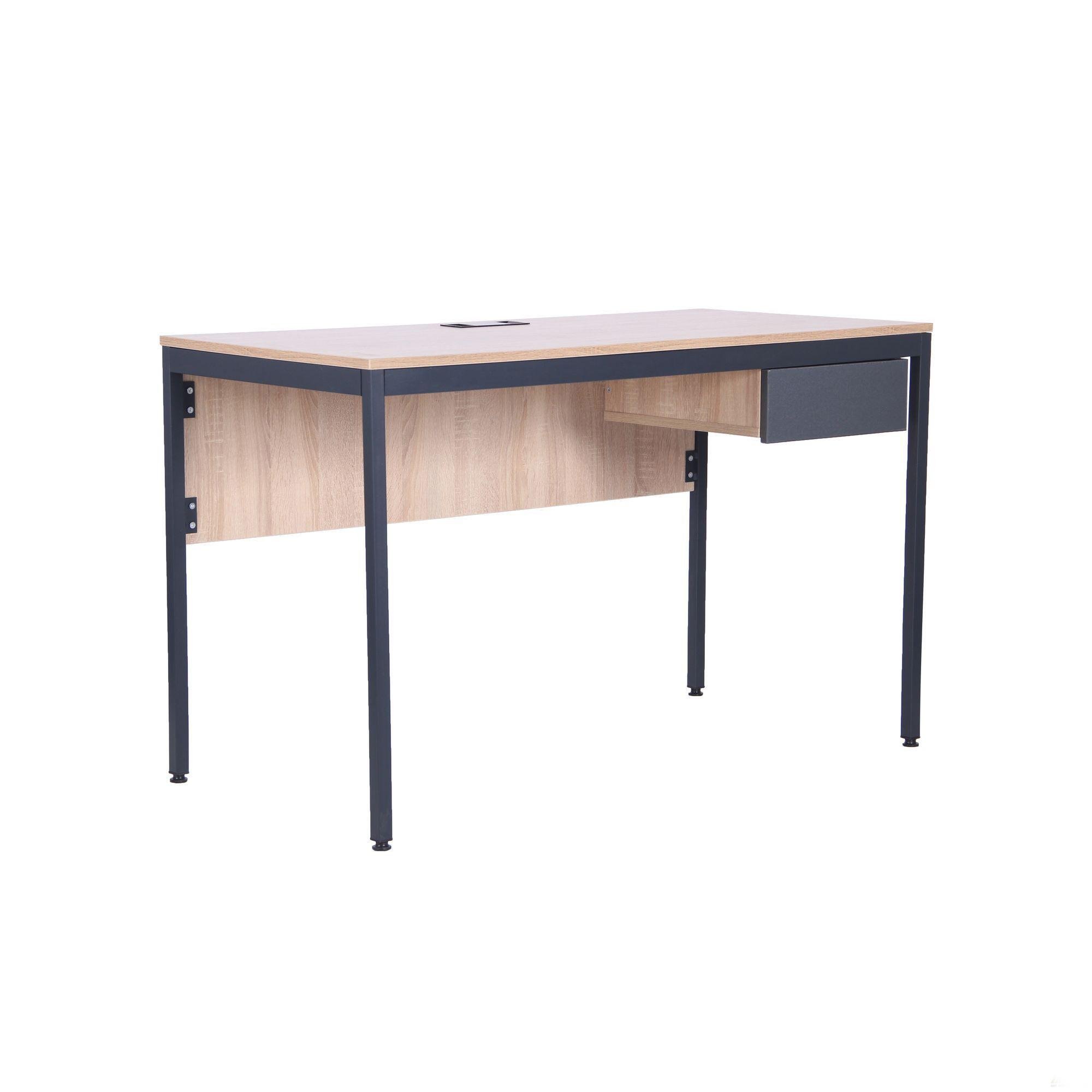 Компьютерный стол AMF Осло с ящиком/кабель каналом Графитовый/Дуб Сонома (43133)