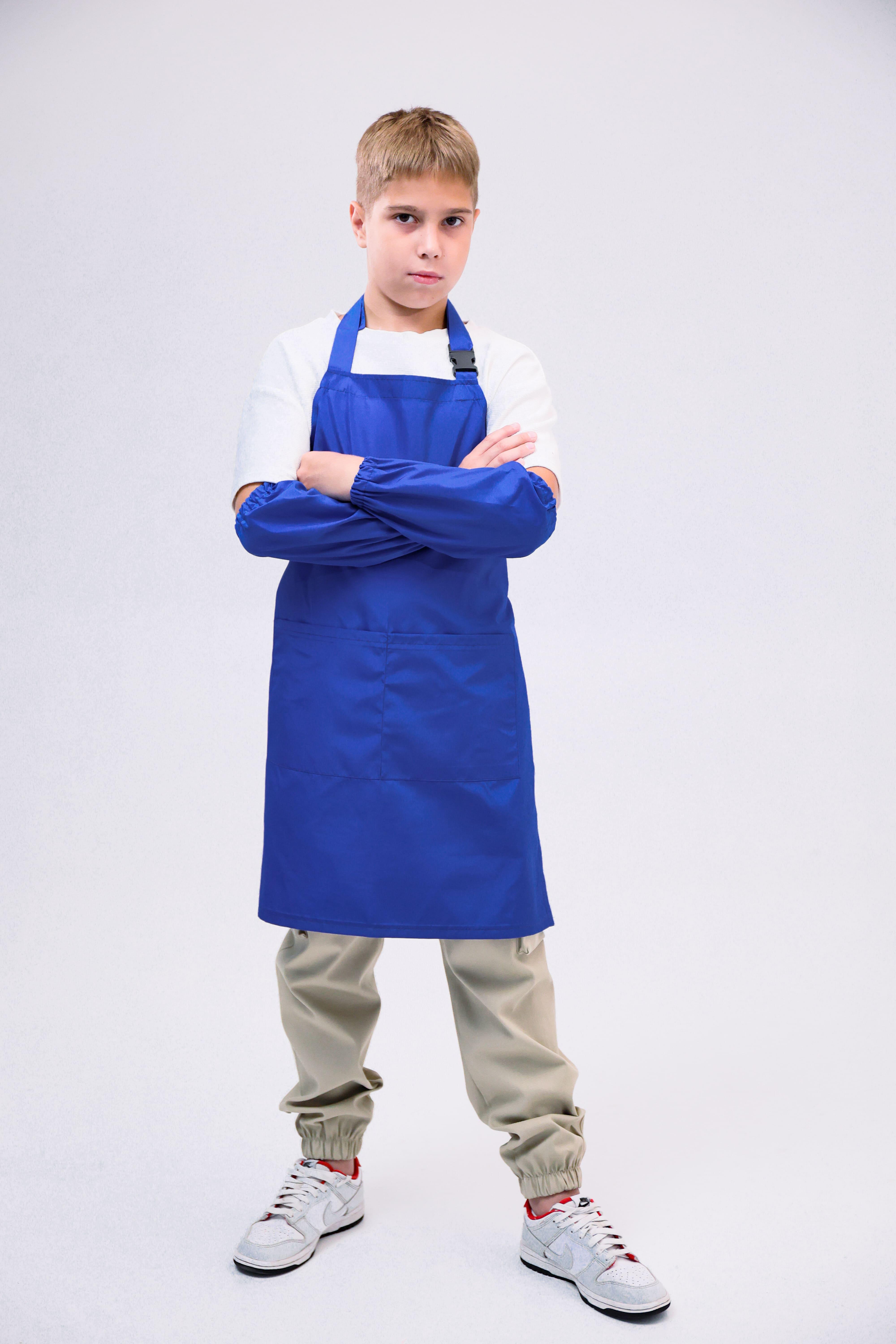 Фартук для уроков труда с нарукавниками из плащевой ткани для школы Электрик (п/хл-ел) - фото 4