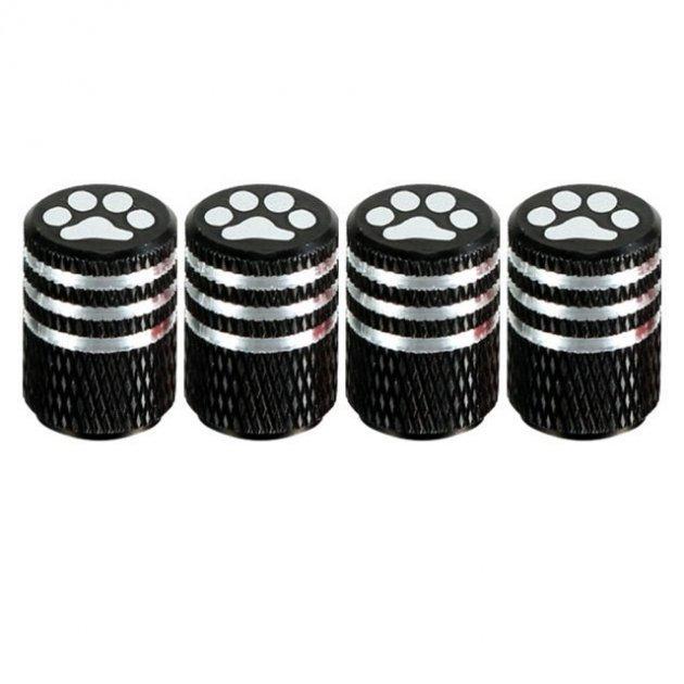 Набор колпачков на ниппель для автомобиля SUNROZ Caps 3 Stripes Pad Лапка 4 шт. Black