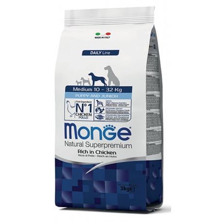 Корм сухой для щенков средних пород Monge Dog Medium Puppy & Junior с курицей 3 кг (70004220)
