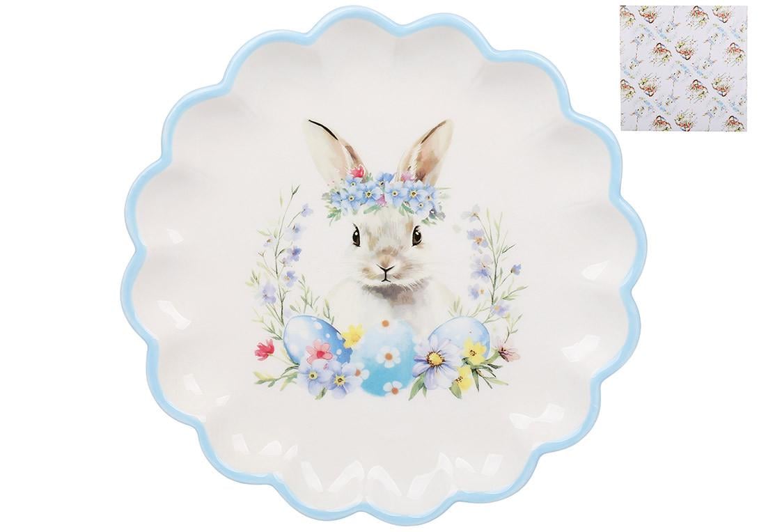 Тарелка BonaDi Зайчик в цветах керамическая 20 см (DM189-E)