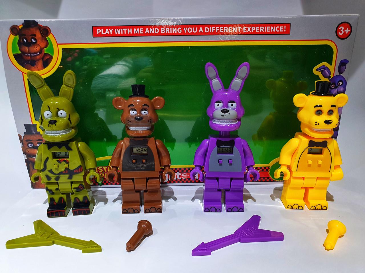 Фігурки FNAF Аніматроніки 4 шт. з електронним годинником (HG-3305 )