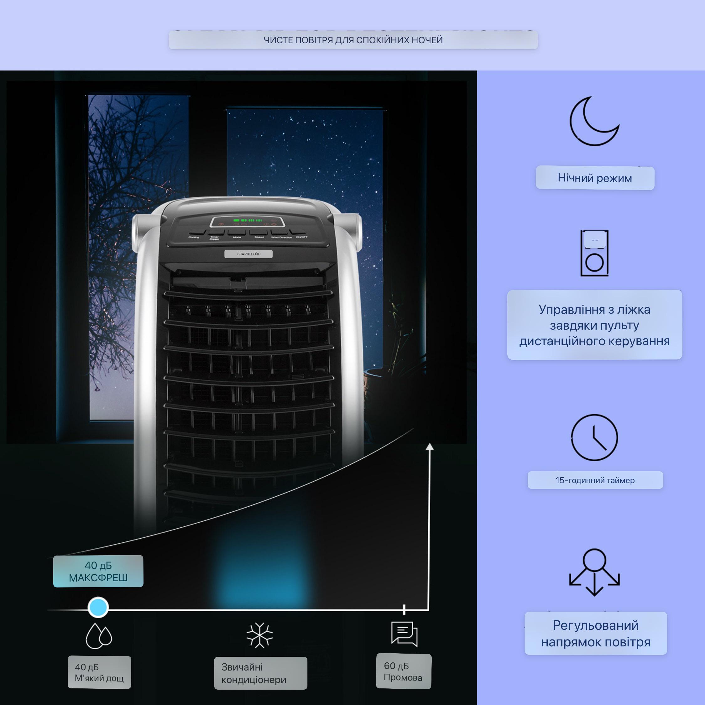 Вентилятор KLARSTEIN Maxfresh 4в1 с естественным и ночным режимом работы (25233448) - фото 5