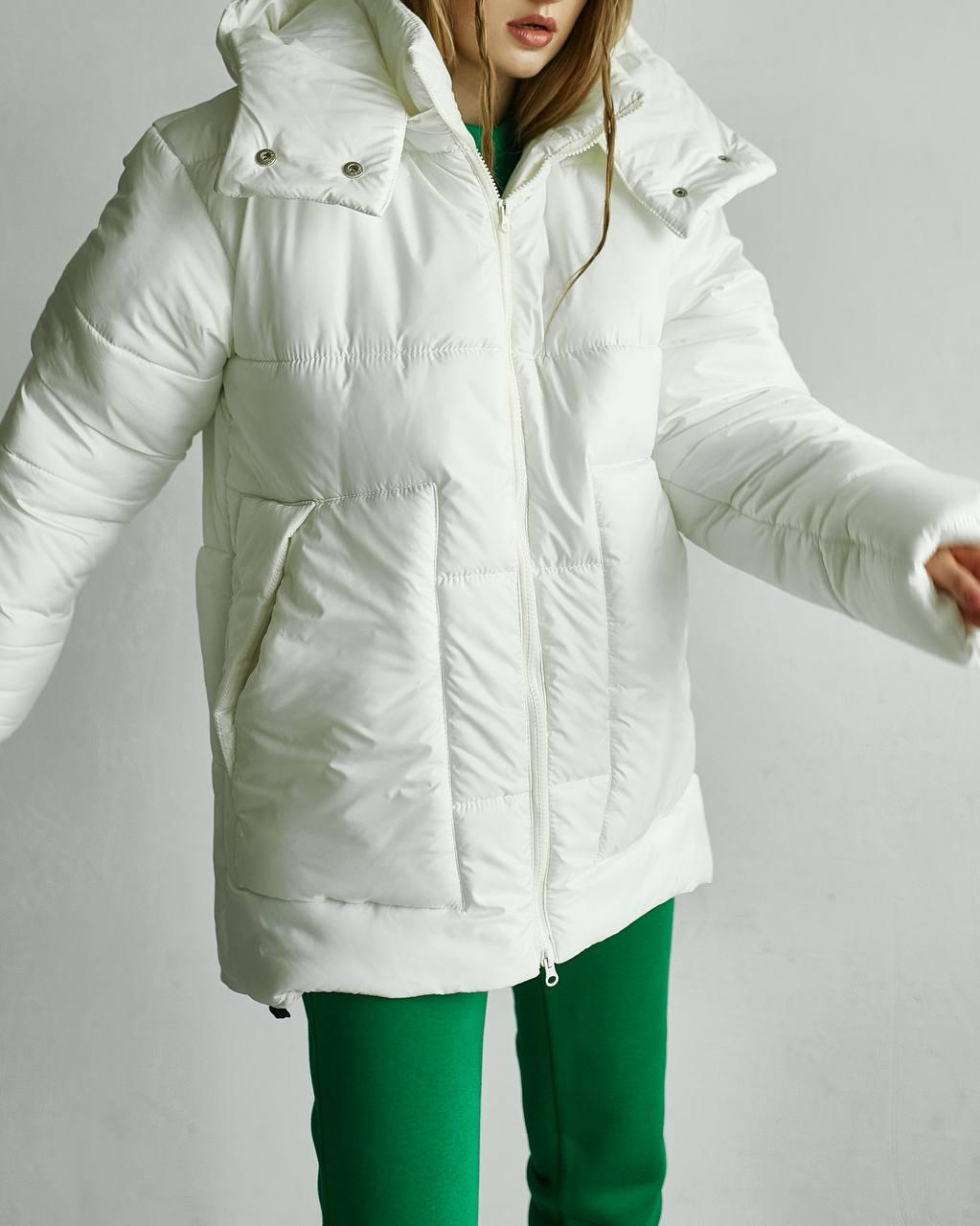 Пуховик Овер р. 48-52 Молочный - фото 5