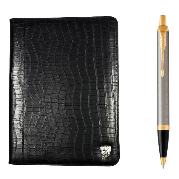 Комплект ручка шариковая Parker IM 17 Brushed Metal и папка кожаная Tonino Lamborghini (47324735)