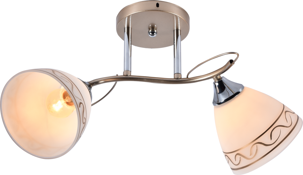 Люстра потолочная Light House SRS-20731/2 плафон белый матовый с узором Золотой/Хром