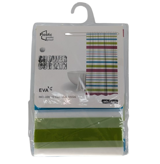 Шторка в ванную Stenson R88798 полосатая на кольцах 180x180 см (1abc42b6)