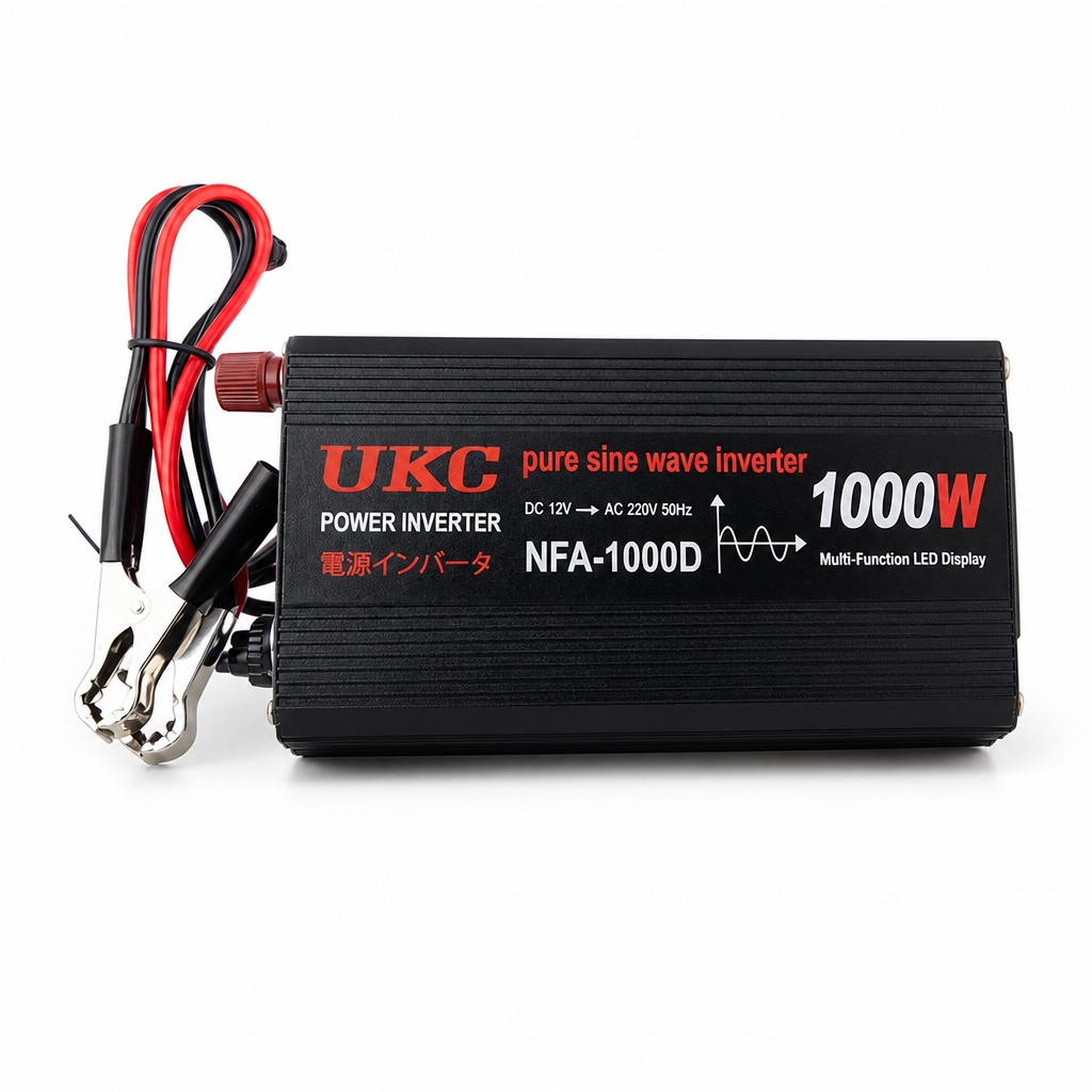 Инвертор 12V-220V UKC 1000 Вт чистая синусоида для котла автомобильный преобразователь напряжения с дисплеем и USB (105965)