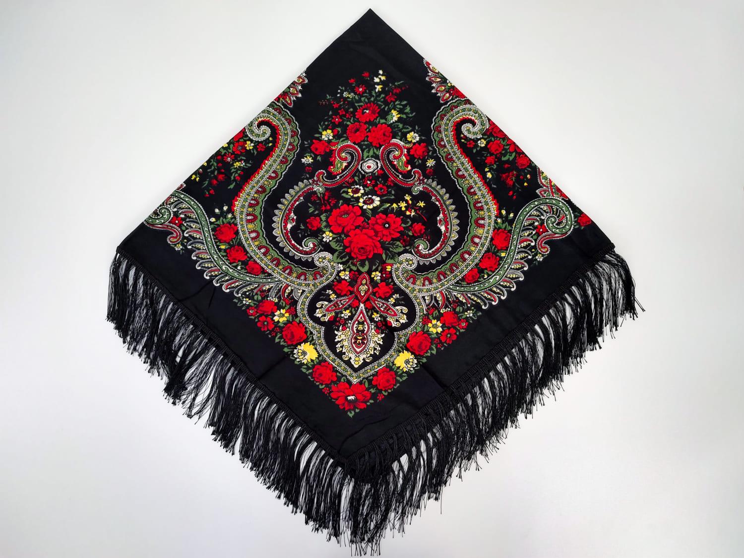 Платок цветочный орнамент 120х120 см М45 (29416887)