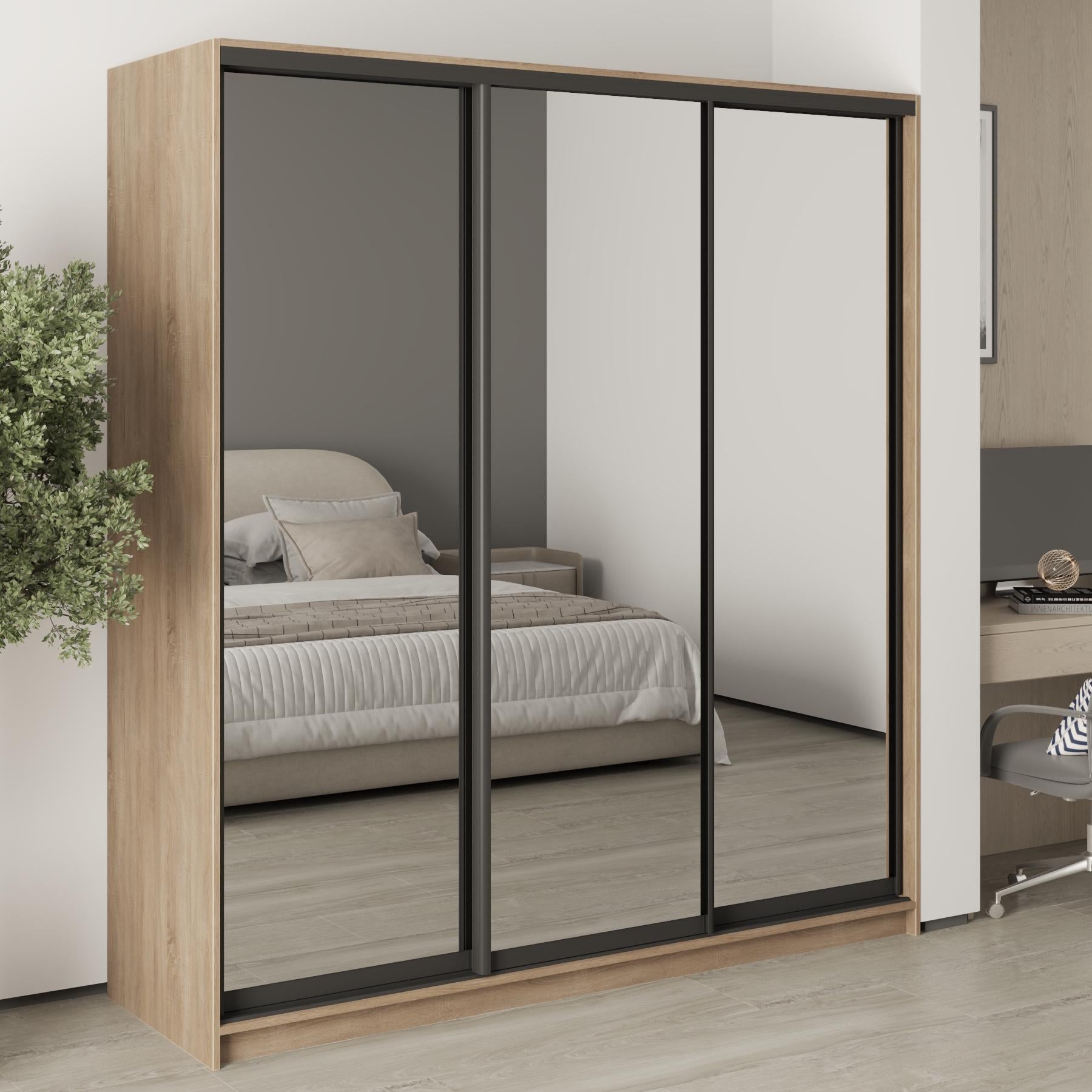 Шкаф-купе трехдверный MebelStar Стандарт BG 3 Зеркала 190x60x210 см Дуб сонома (MBS-8467)