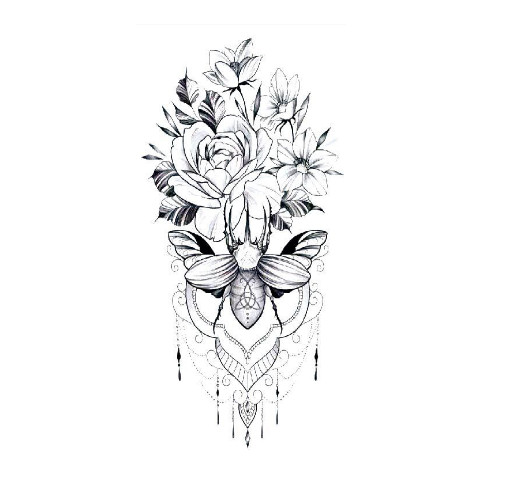 Тату тимчасове водостійке 3D велике Квіти 4 HD-18 18,5х8,5 см (4506345) Тату тимчасове водостійке 3D велике Квіти 4 HD-18 18,5х8,5 см (4506345)