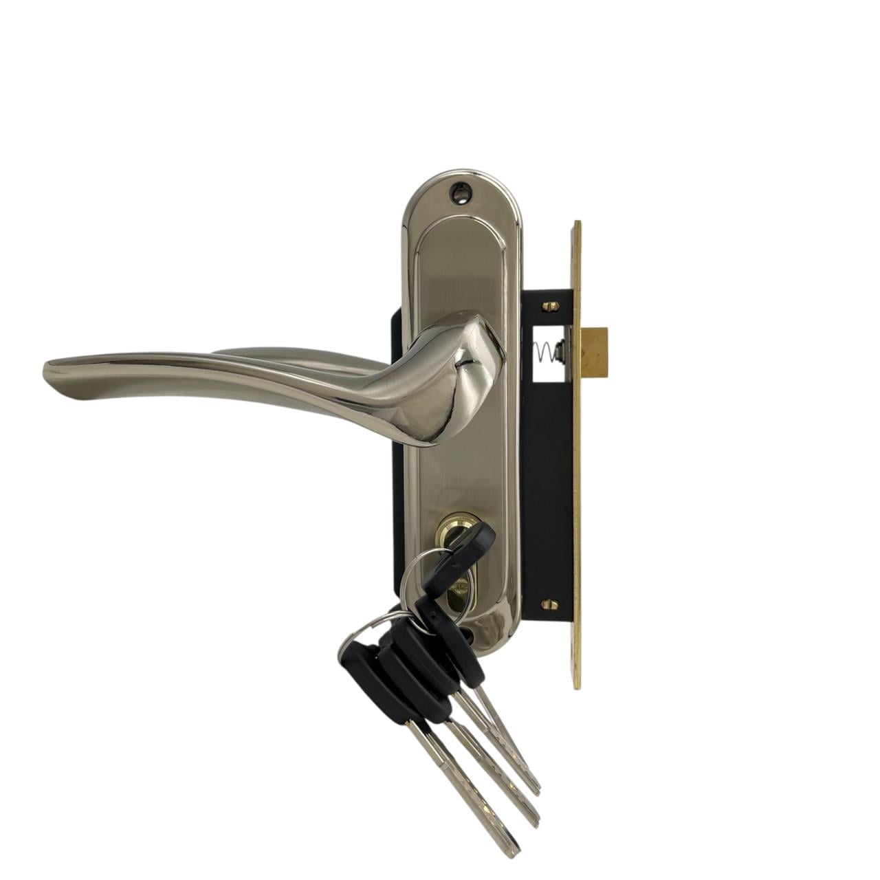 Замок з ручками Ozcanlar Onix Handle 62 мм Kisa Yale Nik/Saten (340064)