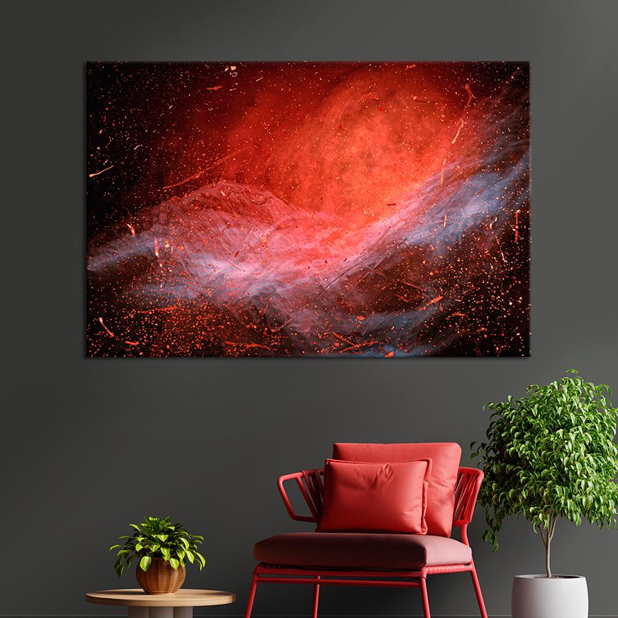 Картина абстракция Красная космическая туманность 80x54 см (A952-1)