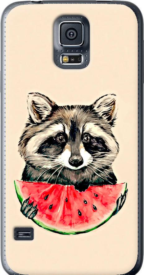 Чехол на Samsung Galaxy S5 g900h Енотик с арбузом (4605t-24-42517)