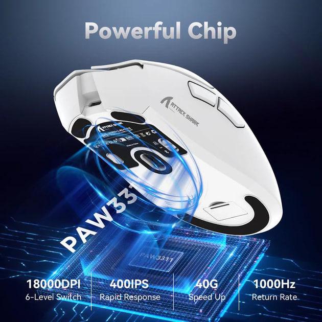 Компьютерная мышка игровая Attack Shark R1 PAW3311 18000 dpi White (0192) - фото 5