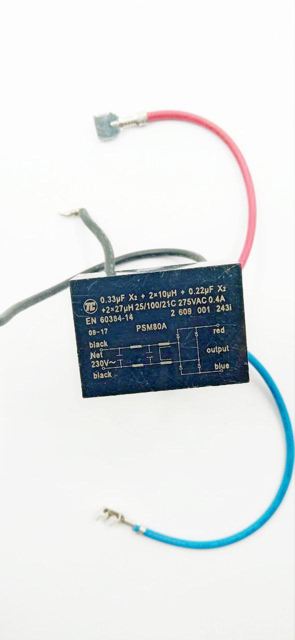 Фільтр мережевий PSM80A 0,33mFX2/2x10uH/0,22mFX2/2x27uH 275VAC 0,4A (25643)