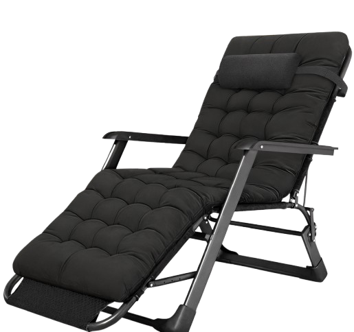 Крісло-ліжко LEOBRO 175х66х77 см до 150 кг з матрацом та подушкою Чорний (LBFCB-G1-BLK)