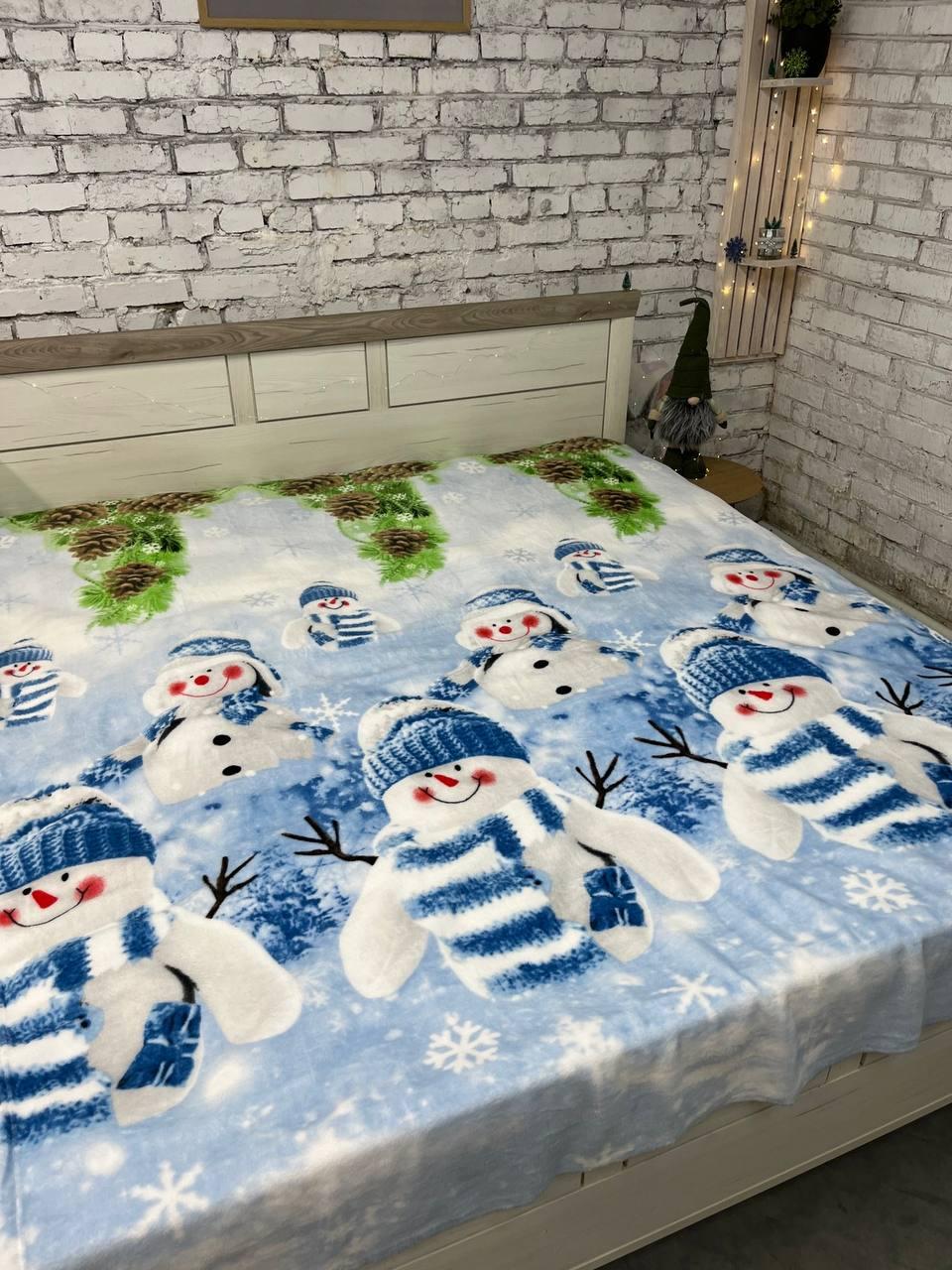 Плед теплый Новогодний плюшевый флисовый 200х215 см Синий (2354905847) Плед теплый Новогодний плюшевый флисовый 200х215 см Синий (2354905847)