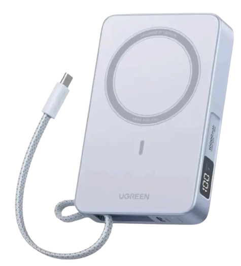 Повербанк UGREEN PB594 10000 mAh 30W с беспроводной зарядкой MagSafe и кабелем USB-C (75727)