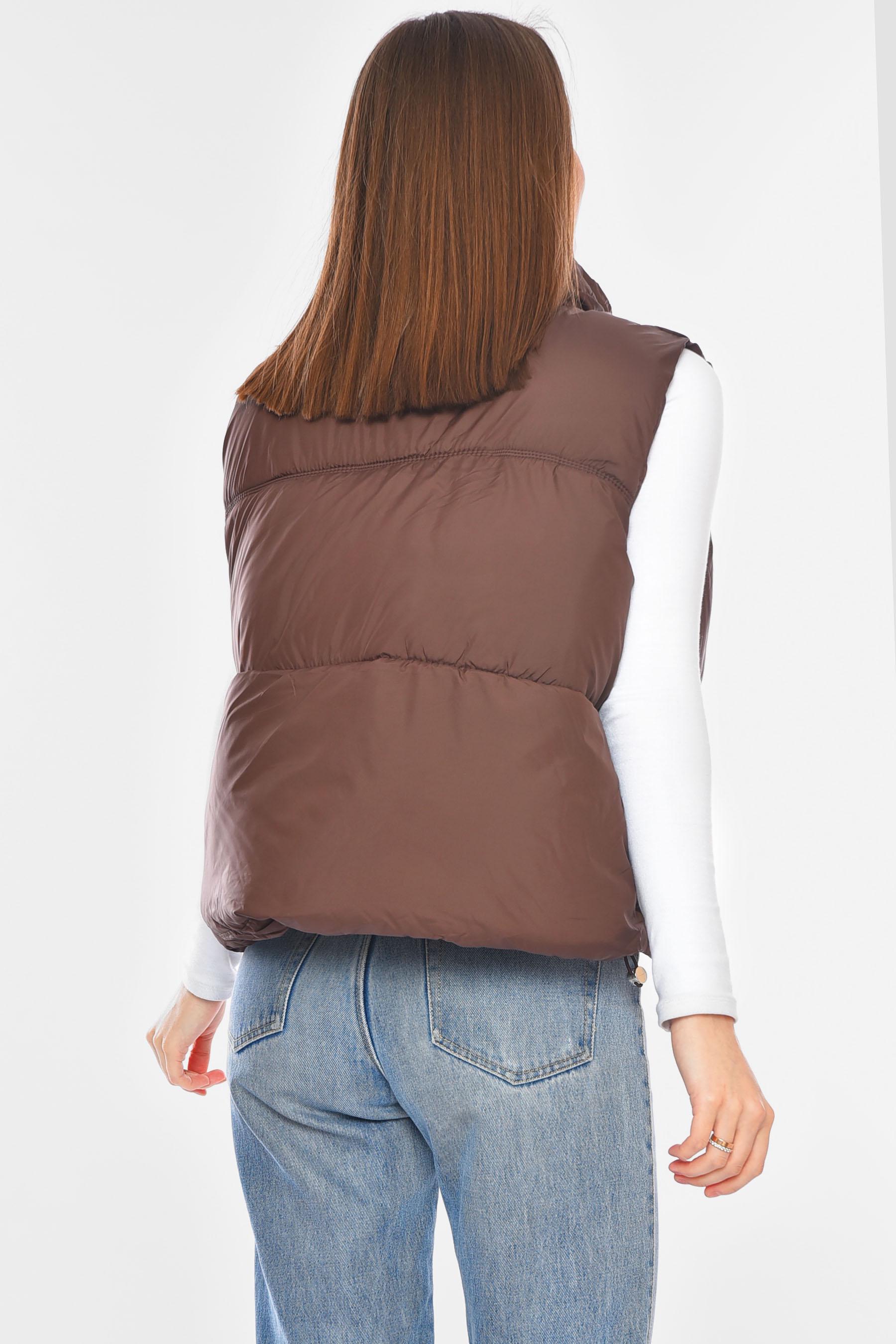 Жилетка жіноча однотонна 200303 S Коричневий - фото 3 Жилетка жіноча однотонна 200303 S Коричневий - фото 3