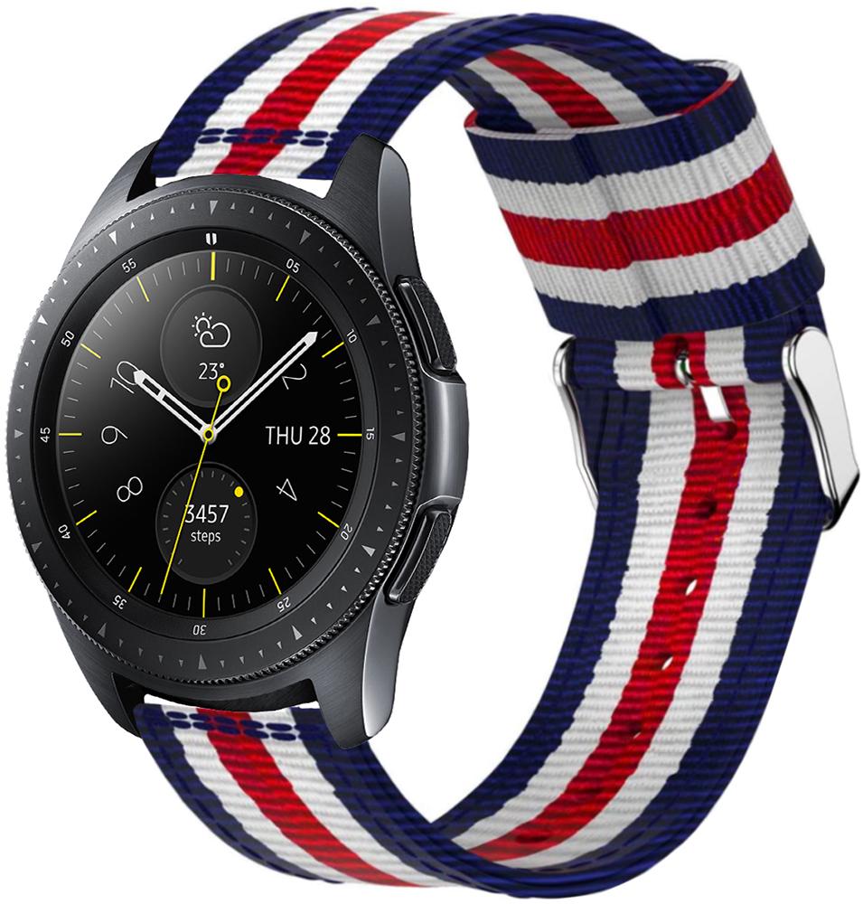 Ремінець тканинний Canvas для Galaxy Watch 42 мм Blue/White/Red (20525)