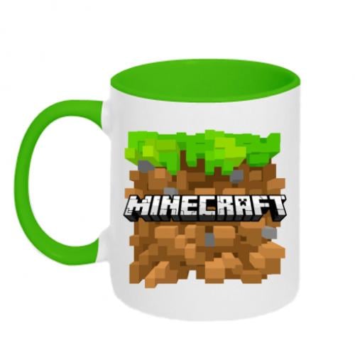 Чашка двухцветная Minecraft Main Logo 320 мл Белый с салатовым (352292-37-39138)