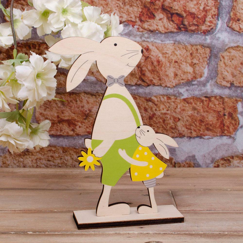 Статуэтка деревянная Зайчики папа и дочка (2245)