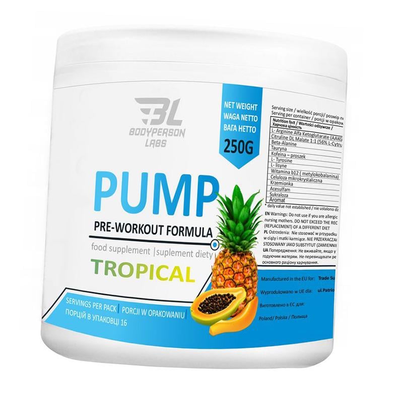 Предтрен в порошке Bodyperson Labs Pre-Workout Formula 250 г Тропический (11598001)