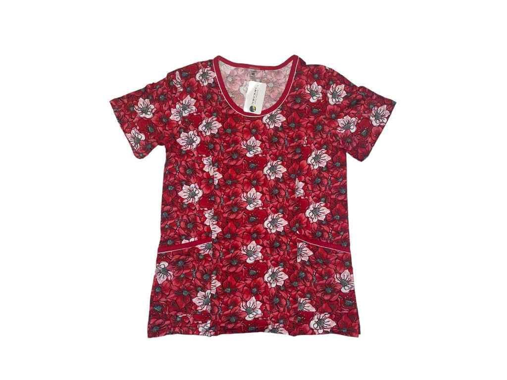 Футболка женская Трикомир 070130106а Цветы р. 48 Красный (21643214)