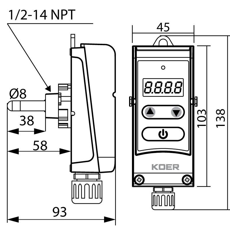 Термостат электрический погружной KOER KR.1353E +5…+80°C (KP2780) - фото 4 Термостат электрический погружной KOER KR.1353E +5…+80°C (KP2780) - фото 4